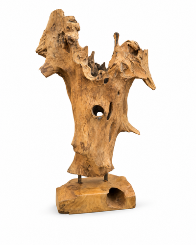Unique piece: Teak wood decorative sculpture – Natural root wood, one-of-a-kind for living and garden areas