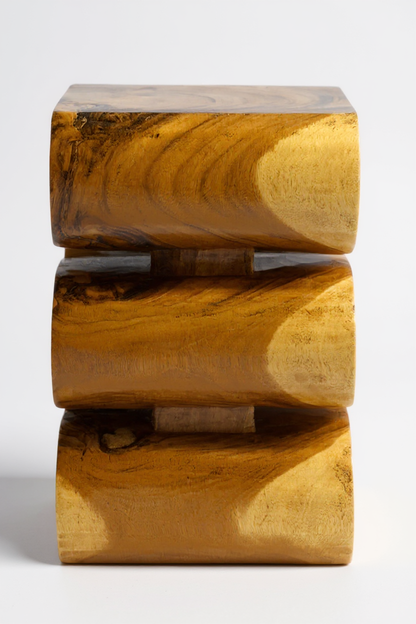 Holzhocker - Beistelltisch Blumenhocker Ablagetisch - Handgefertigt  - Natur Schlange aus massivem Suarholz- 50x30x30 cm