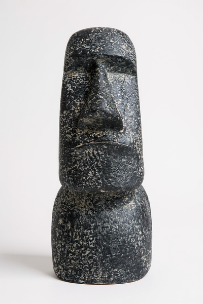 Moai Kopf Statue - Garten Deko Skulptur - Wetterfest - Rapa-Nui Osterinsel-Figur aus Glasfaserbeton Grau - 40x20x15 cm