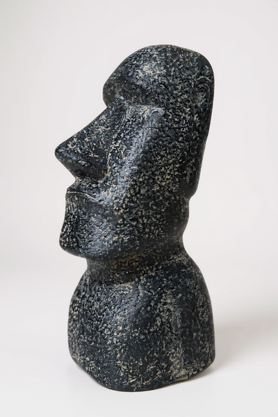 Moai Kopf Statue - Garten Deko Skulptur - Wetterfest - Rapa-Nui Osterinsel-Figur aus Glasfaserbeton Grau - 40x20x15 cm