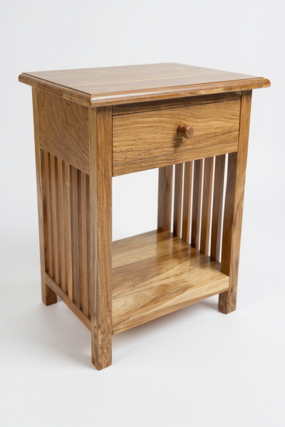 Wooden bedside table – side table nightstand – vintage look made of solid teak wood – 50x40x30 cm