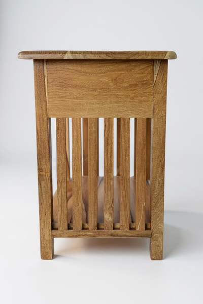 Wooden bedside table – side table nightstand – vintage look made of solid teak wood – 50x40x30 cm