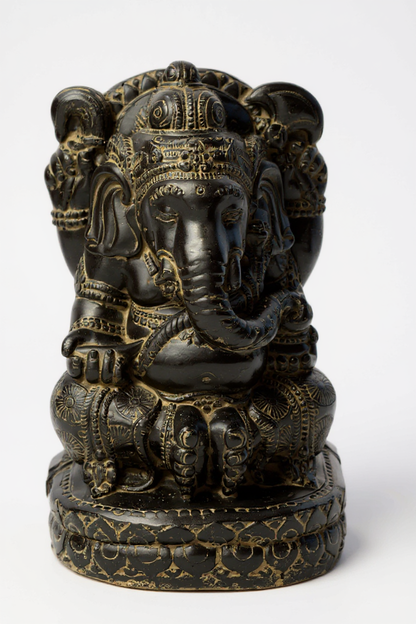 Ganesha Skulptur - Deko Raumdeko Kunstwerk - Hindu Gottheit des Glückes - Steingemisch Elefant Gelb - 45x25x25 cm