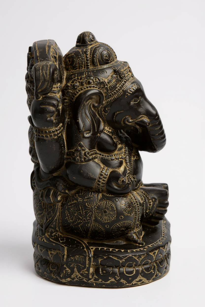 Ganesha Skulptur - Deko Raumdeko Kunstwerk - Hindu Gottheit des Glückes - Steingemisch Elefant Gelb - 45x25x25 cm