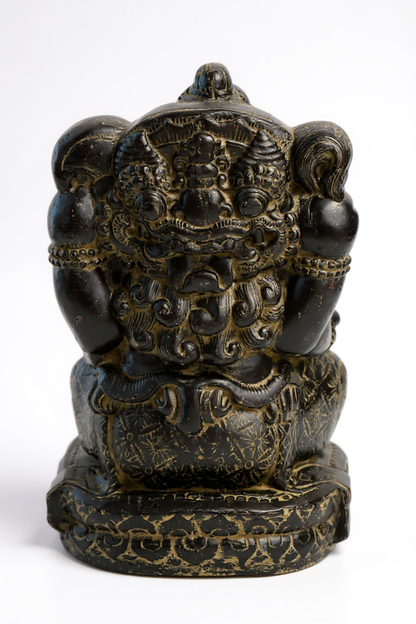 Ganesha Skulptur - Deko Raumdeko Kunstwerk - Hindu Gottheit des Glückes - Steingemisch Elefant Gelb - 45x25x25 cm