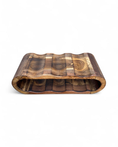Akazienholz Weinregal - Flaschenhalter für 6 Flaschen - Robust - Flambierte Holzmaserung - 46x19x15 cm - FaHome
