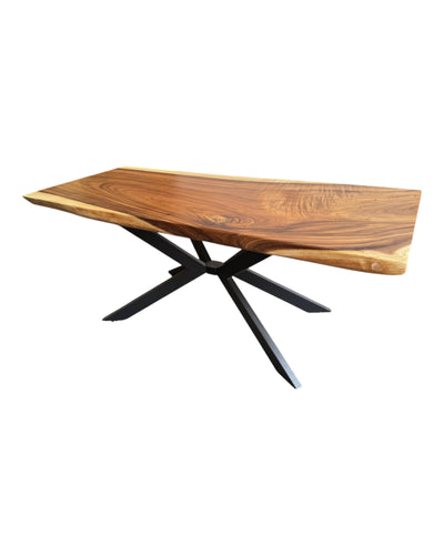 Table à manger en bois massif bord d'arbre naturel - table en bois massif de suar pièces uniques plateau de table (200x92x8cm)