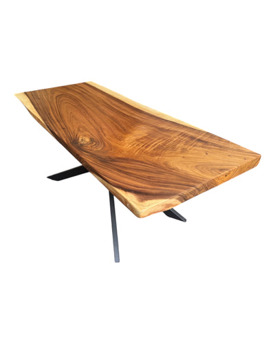 Table à manger en bois massif bord d'arbre naturel - table en bois massif de suar pièces uniques plateau de table (200x92x8cm)