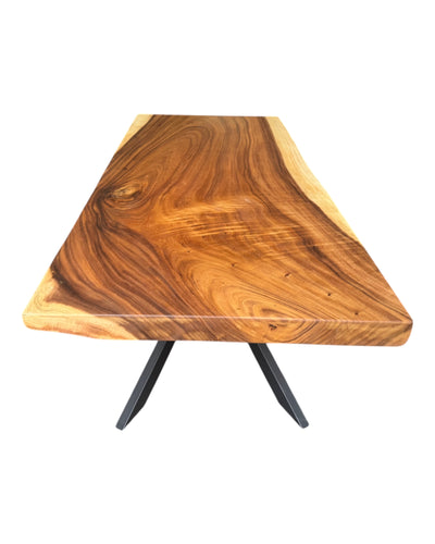Table à manger en bois massif bord d'arbre naturel - table en bois massif de suar pièces uniques plateau de table (200x92x8cm)