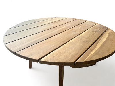 Handmade teak garden table - Unique piece with natural flair for indoors and outdoors - Natural - 120 and 150 cm diameter - 80 cm high
