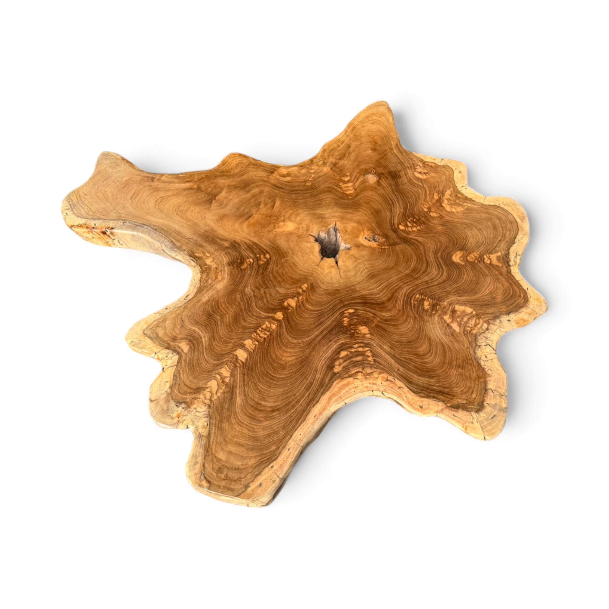 Holz Beistelltisch – Couchtisch Ablagetisch – Handgefertigt - Baumquerschnitt-Tischplatte aus Eibenholz – 40-80x40-60 cm - FaHome