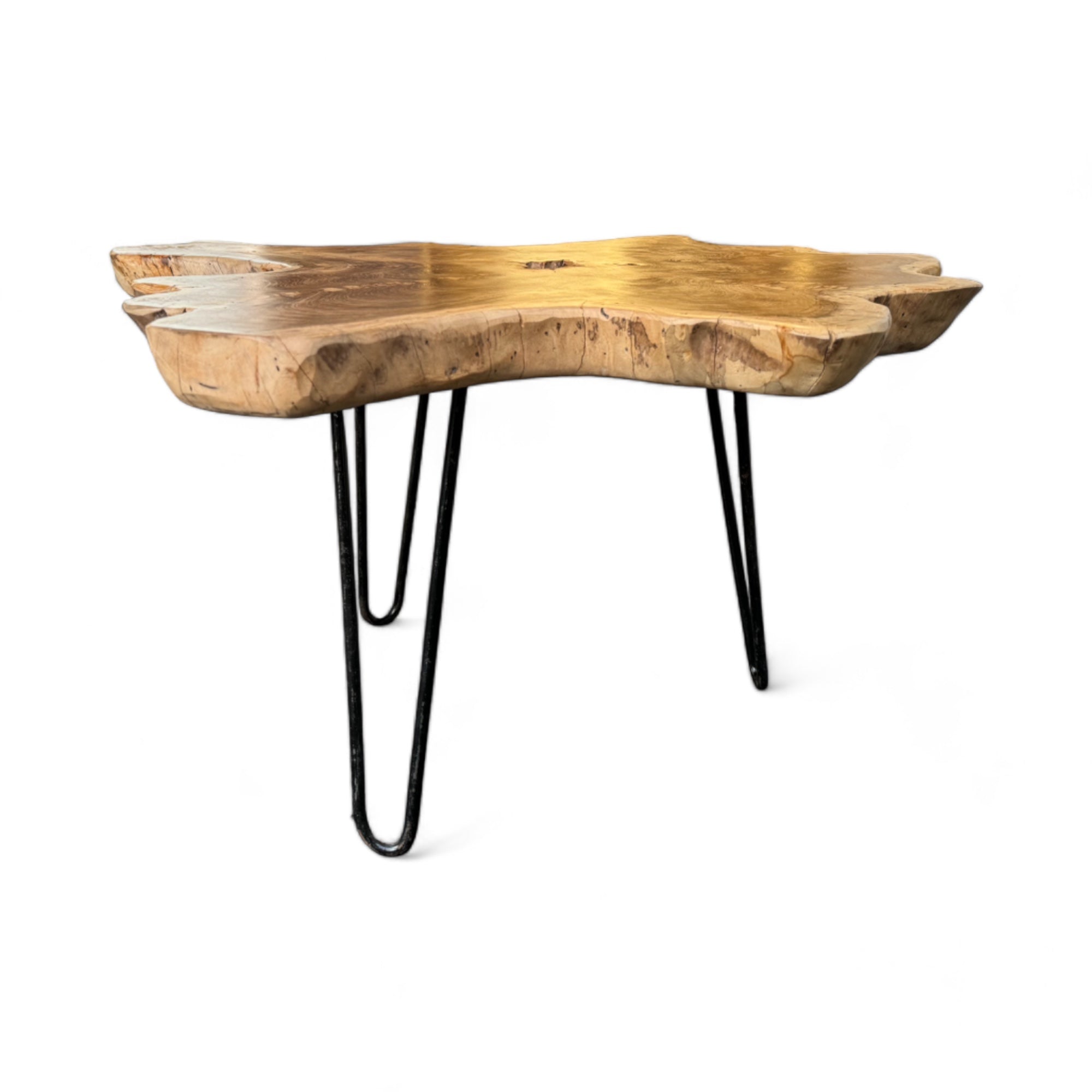 Holz Beistelltisch – Couchtisch Ablagetisch – Handgefertigt - Baumquerschnitt-Tischplatte aus Eibenholz – 40-80x40-60 cm - FaHome