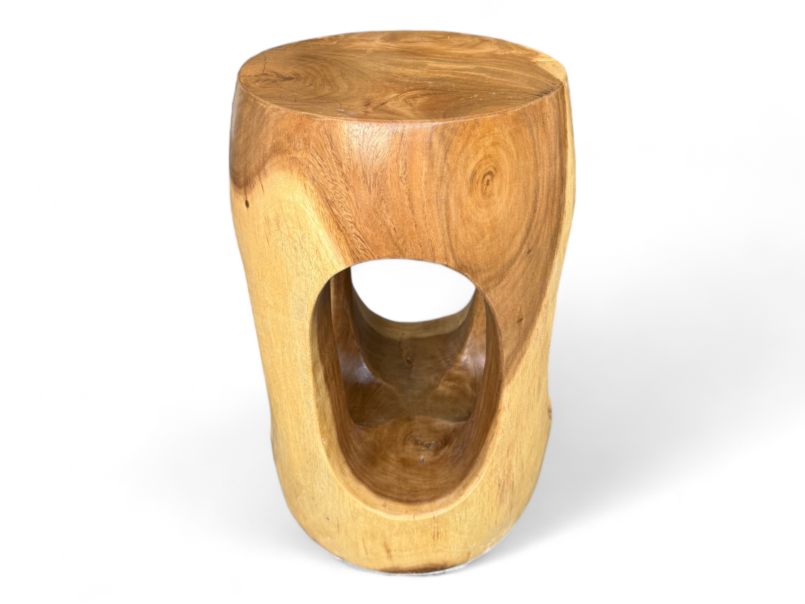 Wooden side table – coffee table flower stool – handmade – rounded with O-neck Suar wood – 50x30x30 cm
