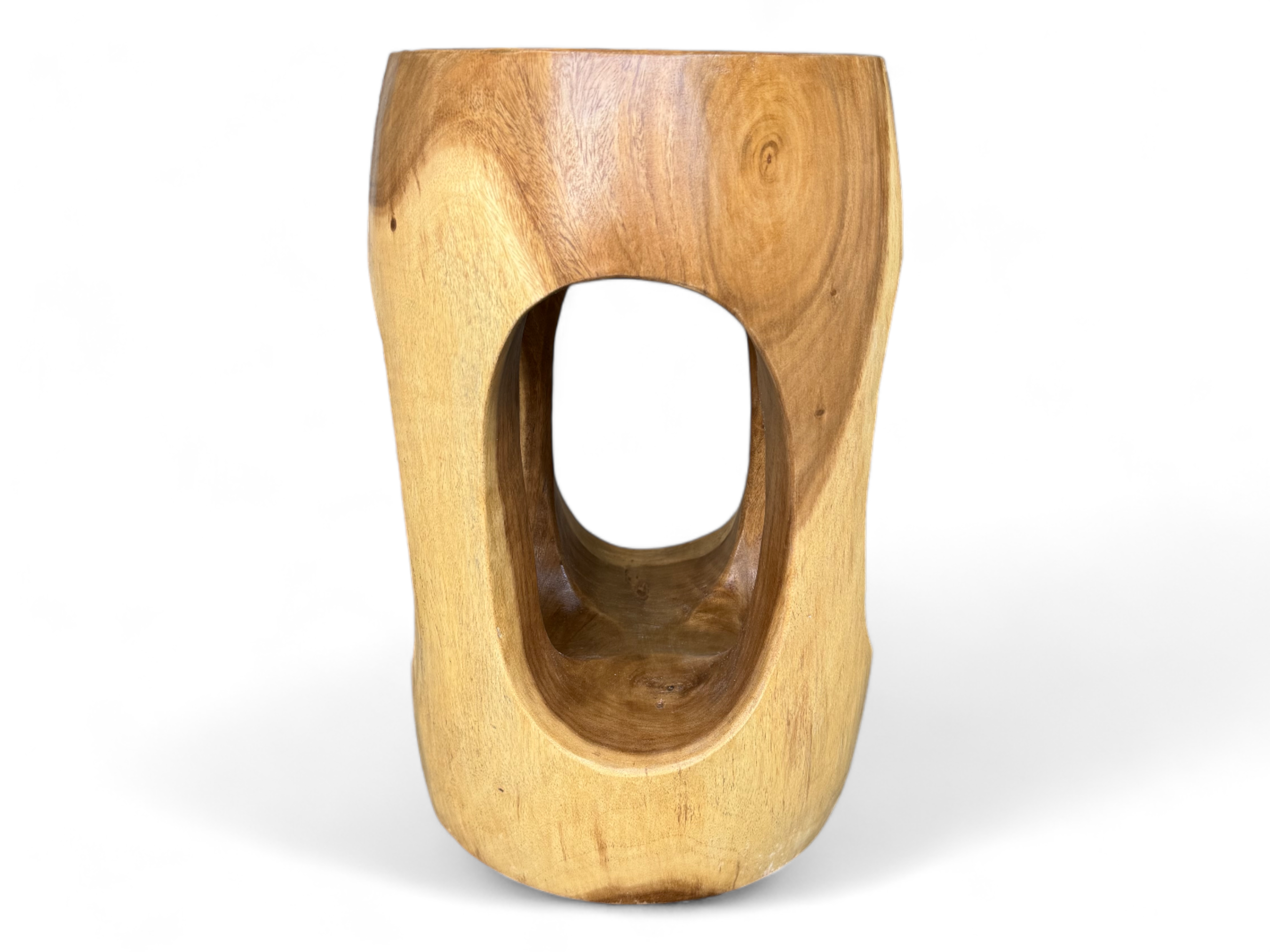 Wooden side table – coffee table flower stool – handmade – rounded with O-neck Suar wood – 50x30x30 cm