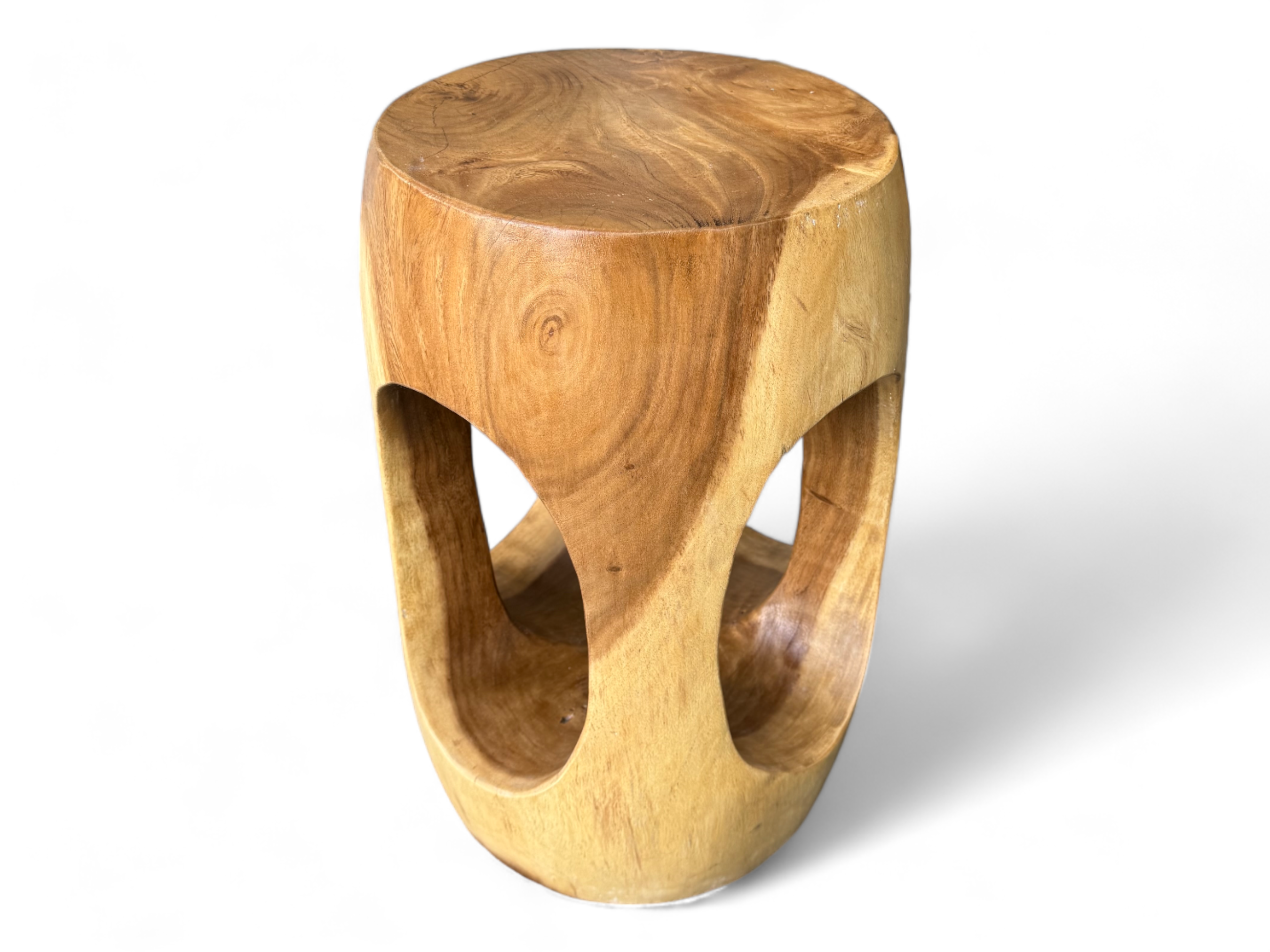 Wooden side table – coffee table flower stool – handmade – rounded with O-neck Suar wood – 50x30x30 cm