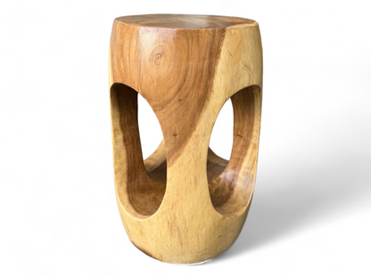 Table d'appoint en bois – table basse tabouret à fleurs – fait main – arrondi avec col en O Bois de suar – 50x30x30 cm