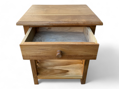 Table de chevet en bois – table d’appoint table de nuit – look vintage en bois de teck massif – 50x40x30 cm