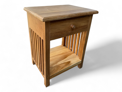 Table de chevet en bois – table d’appoint table de nuit – look vintage en bois de teck massif – 50x40x30 cm