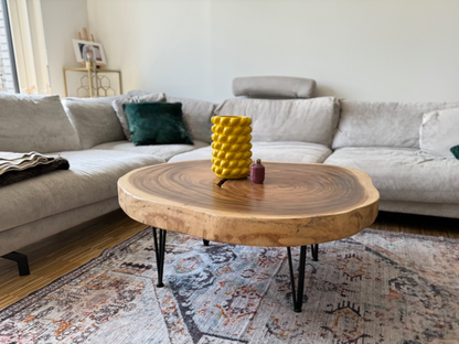 Holz Tischplatte – Wohnzimmertisch Couchtisch – Natürliche Formen – Ausgeschnitten aus massivem Suarholz – 115 cm Durchmesser - FaHome
