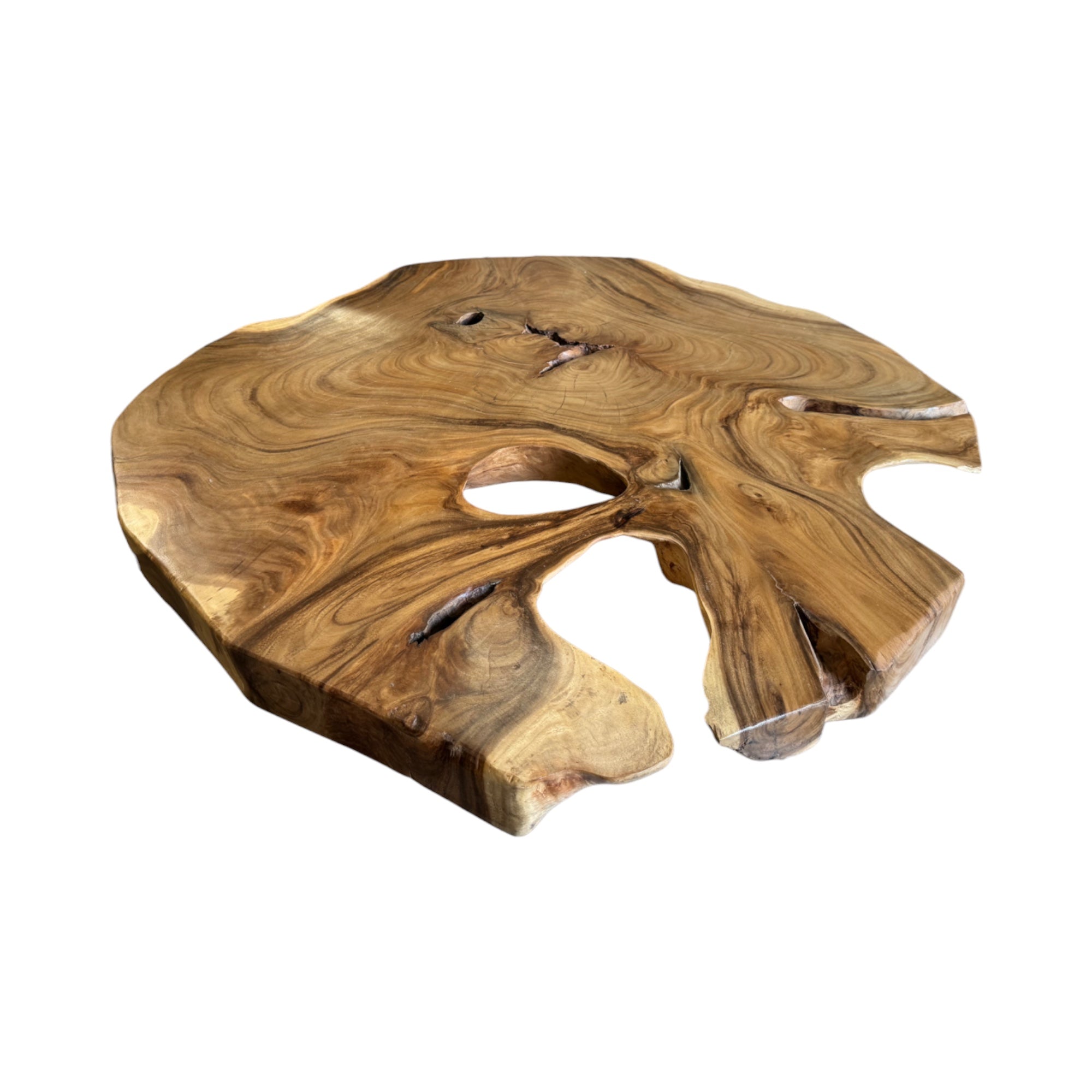 Holz Tischplatte – Wohnzimmertisch Couchtisch – Natürliche Formen – Ausgeschnitten aus massivem Suarholz – 115 cm Durchmesser - FaHome