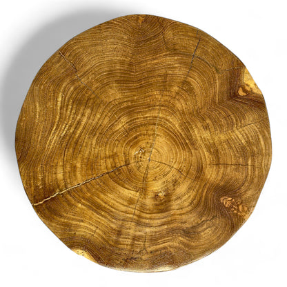 Holzhocker – Beistelltisch Blumenhocker Ablagetisch – Handgefertigt – Natürliche Form aus massivem Teakholz – 45x40x40 cm - FaHome