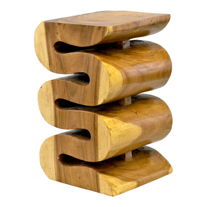 Wooden stool - side table, flower stool, storage table - handmade - natural snake made of solid suar wood - 50x30x30 cm