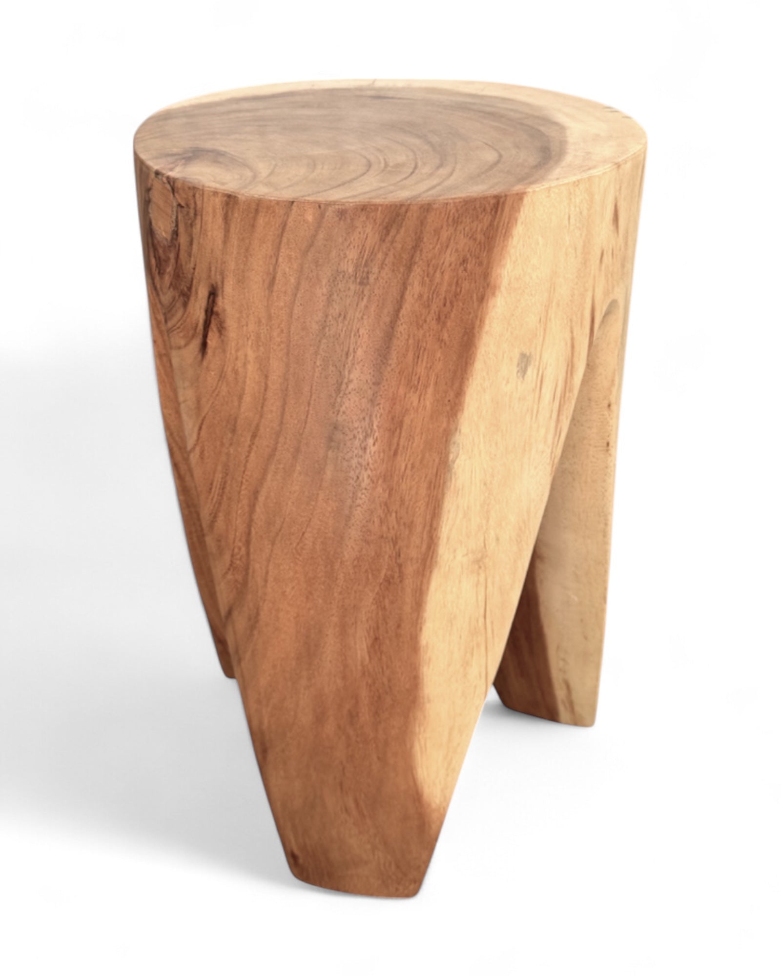 Holzhocker - Beistelltisch Blumenhocker Ablagetisch - Unikat Handgefertigt - Rund stehend aus massivem Suarholz - 45x30x30 cm - FaHome