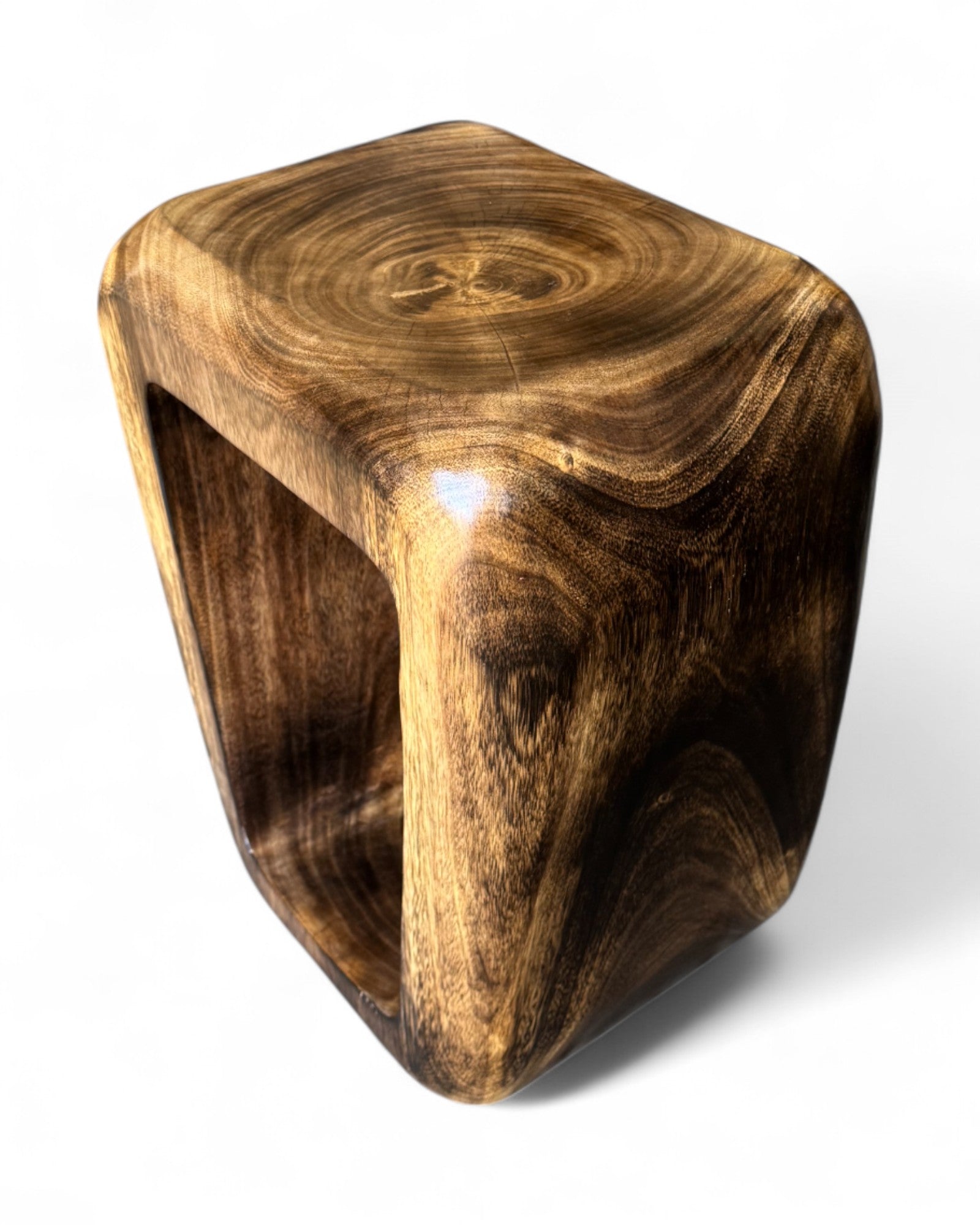 Holzhocker - Beistelltisch Couchtisch - Handgefertigter Flambierter Hocker aus massivem Suarholz- 50x30x40 cm - FaHome