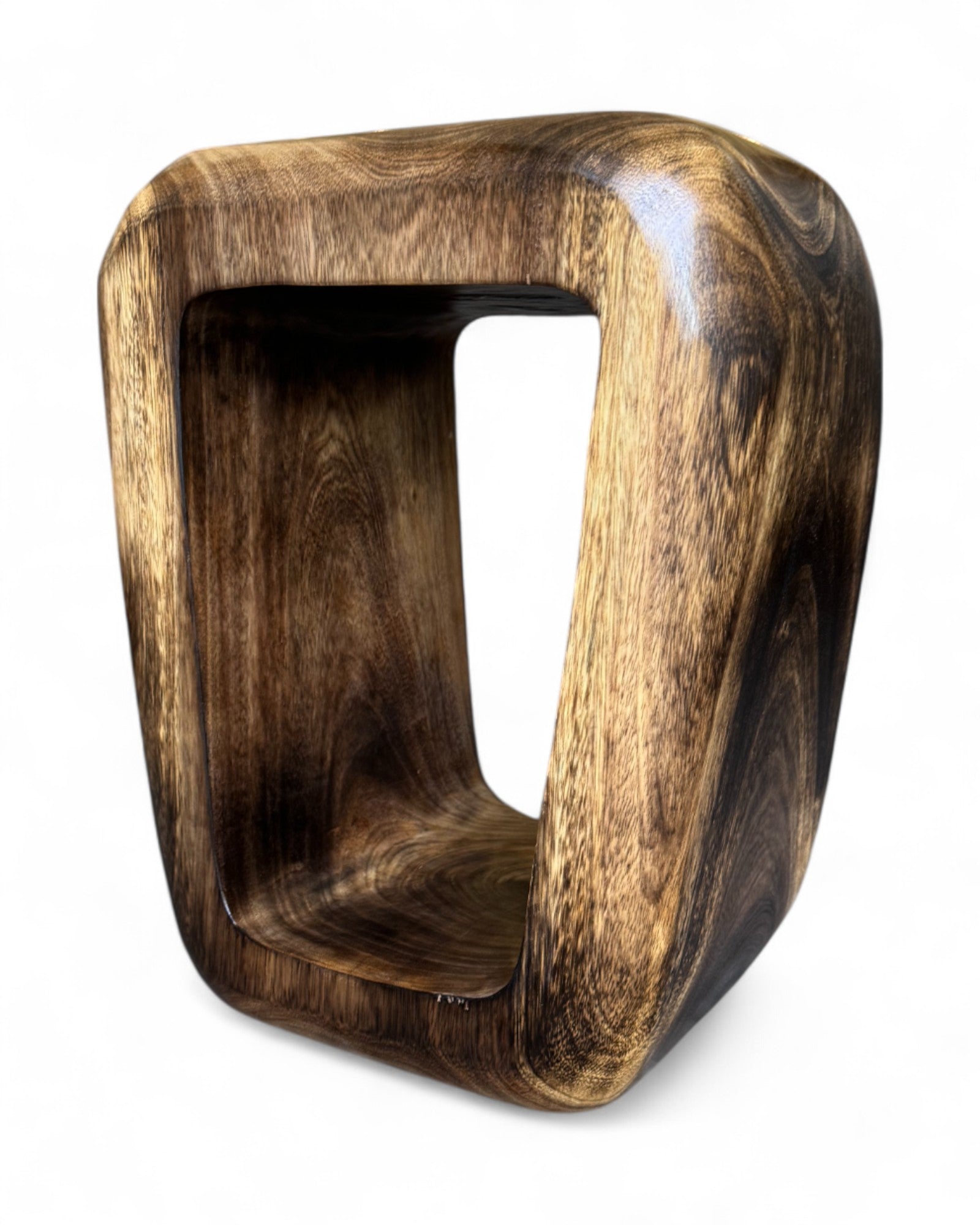 Holzhocker - Beistelltisch Couchtisch - Handgefertigter Flambierter Hocker aus massivem Suarholz- 50x30x40 cm - FaHome