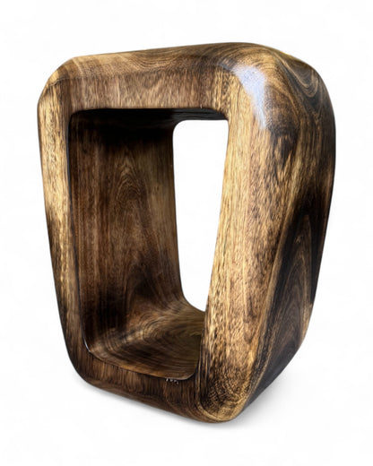 Holzhocker - Beistelltisch Couchtisch - Handgefertigter Flambierter Hocker aus massivem Suarholz- 50x30x40 cm - FaHome