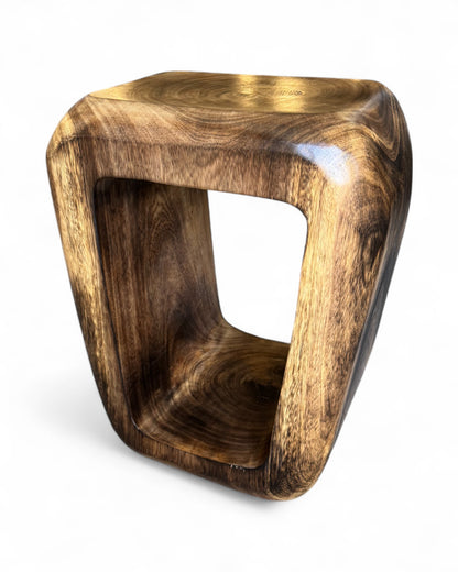 Holzhocker - Beistelltisch Couchtisch - Handgefertigter Flambierter Hocker aus massivem Suarholz- 50x30x40 cm - FaHome