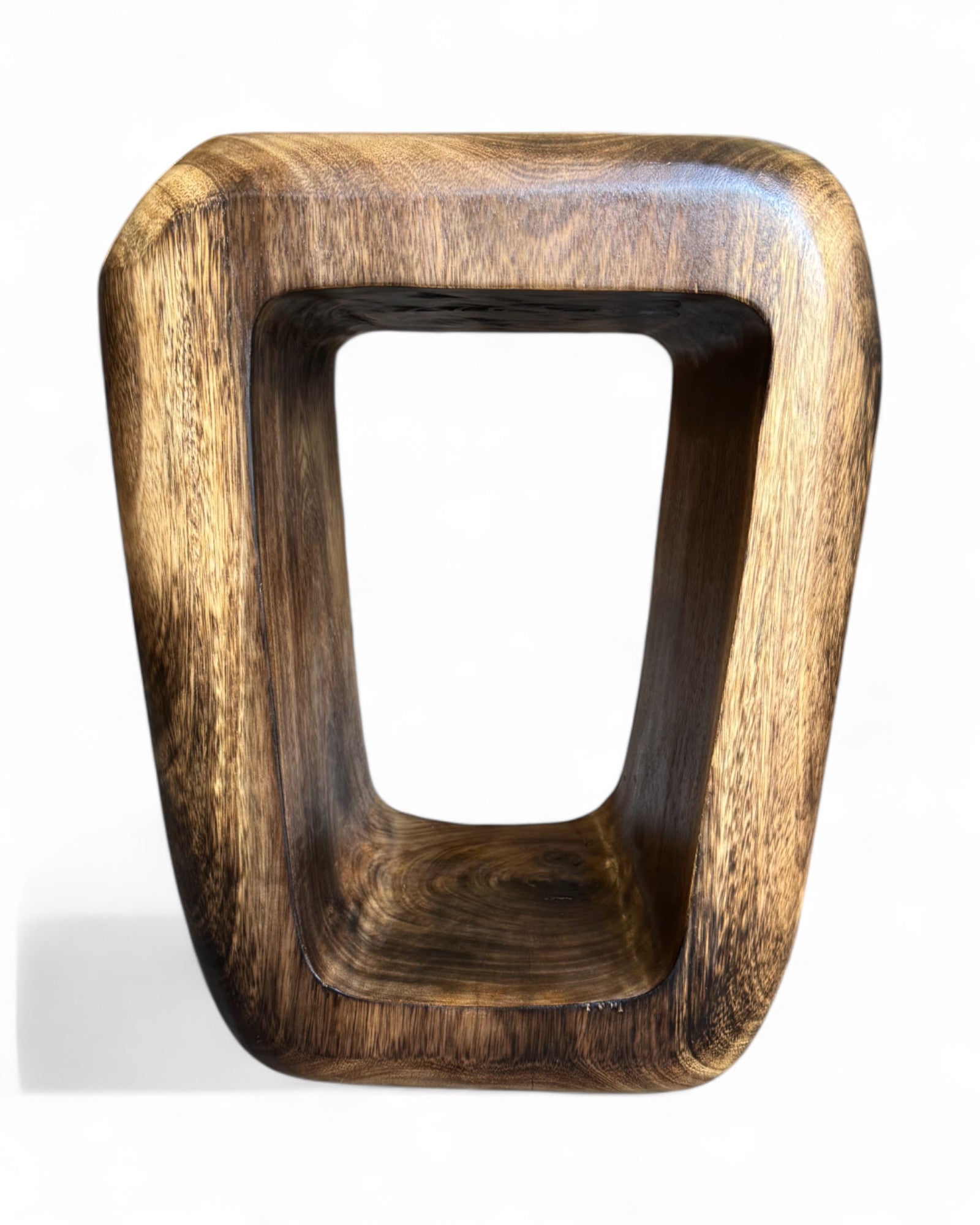 Holzhocker - Beistelltisch Couchtisch - Handgefertigter Flambierter Hocker aus massivem Suarholz- 50x30x40 cm - FaHome