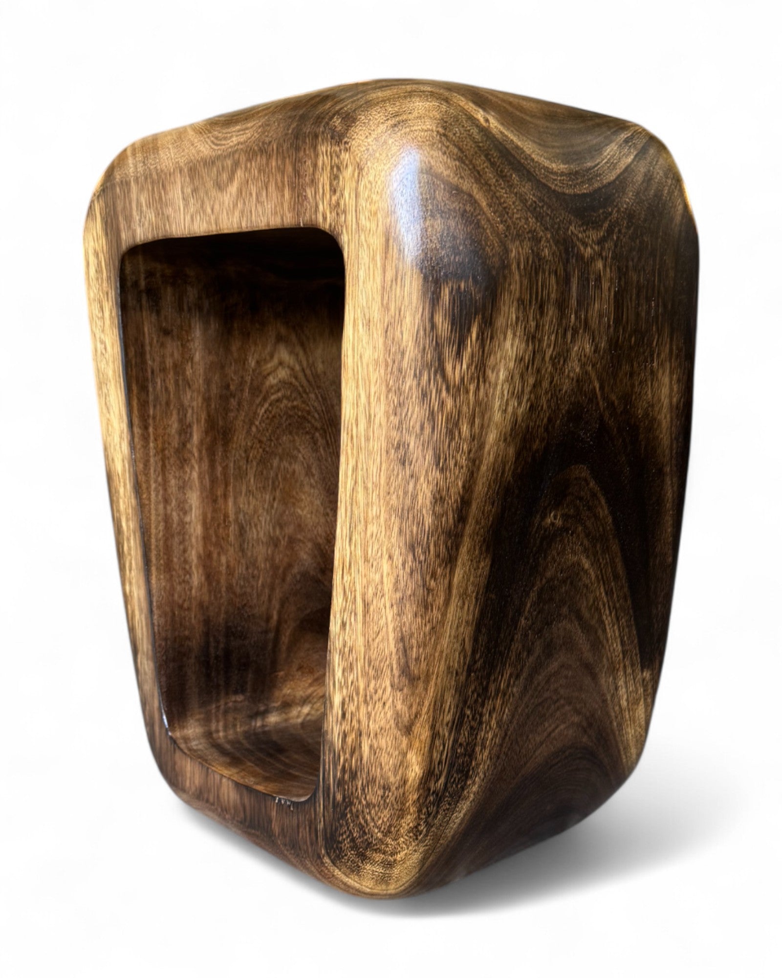 Holzhocker - Beistelltisch Couchtisch - Handgefertigter Flambierter Hocker aus massivem Suarholz- 50x30x40 cm - FaHome