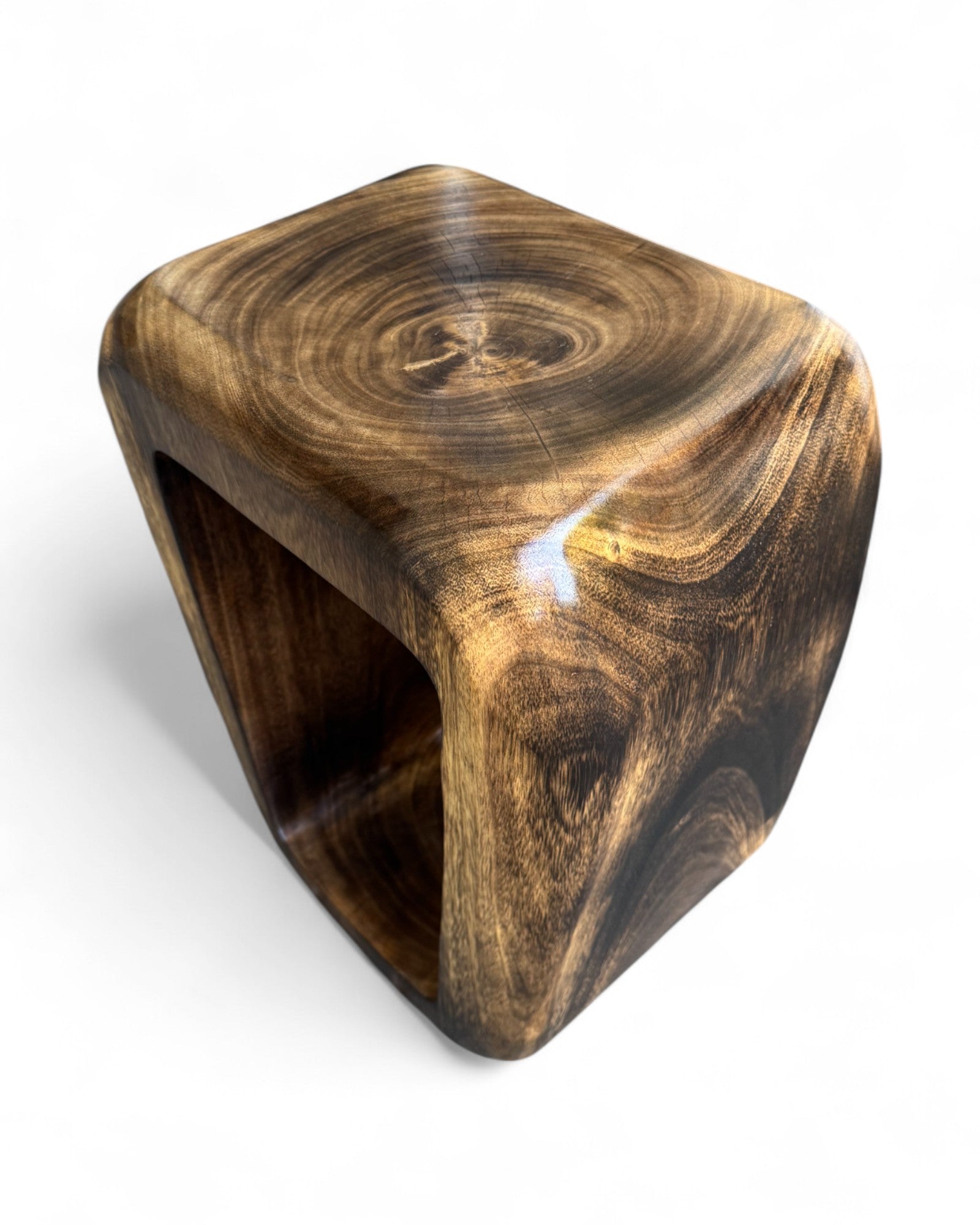 Holzhocker - Beistelltisch Couchtisch - Handgefertigter Flambierter Hocker aus massivem Suarholz- 50x30x40 cm - FaHome