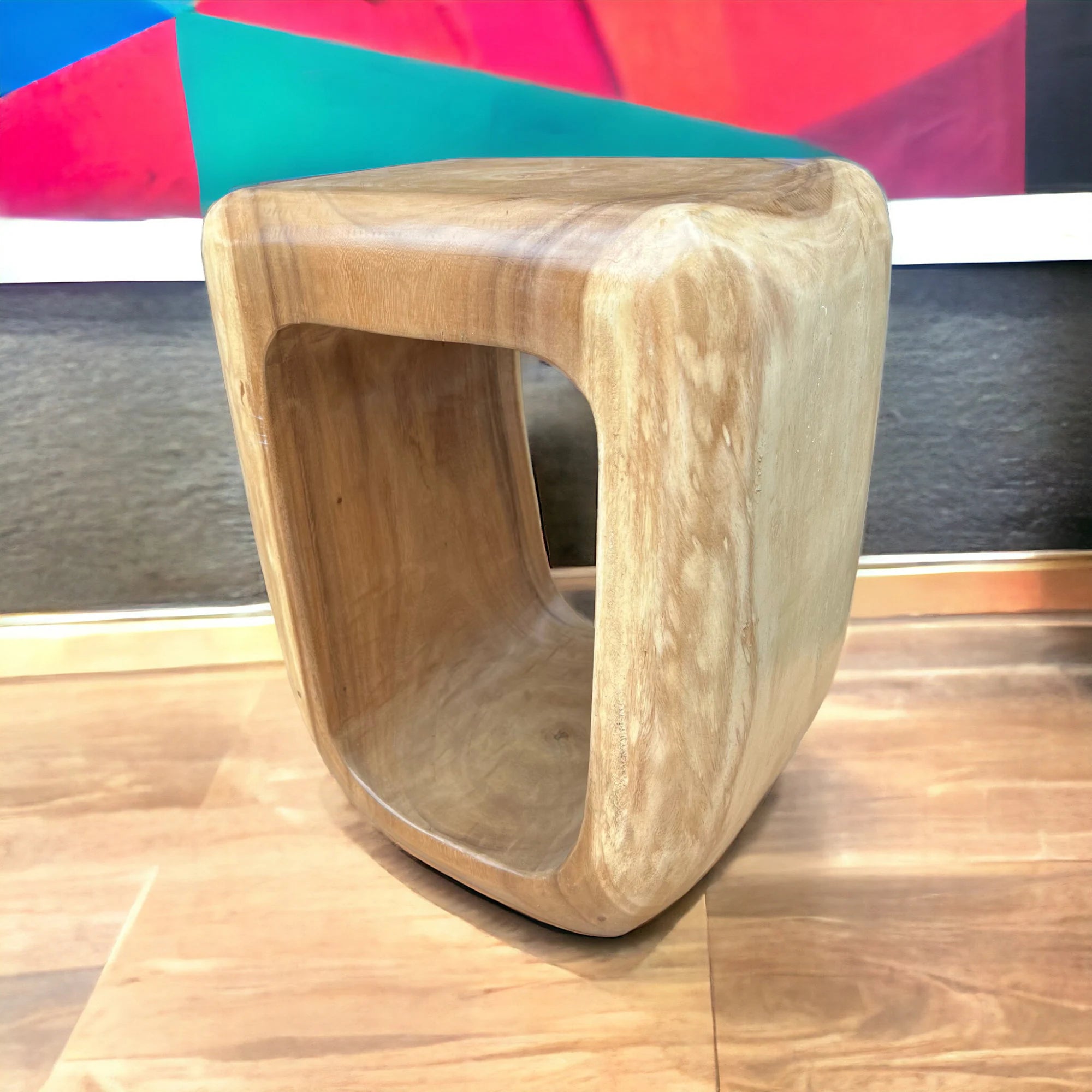 Holzhocker - Beistelltisch Couchtisch - Handgefertigter Hocker aus massivem Suarholz- 50x30x40 cm - FaHome