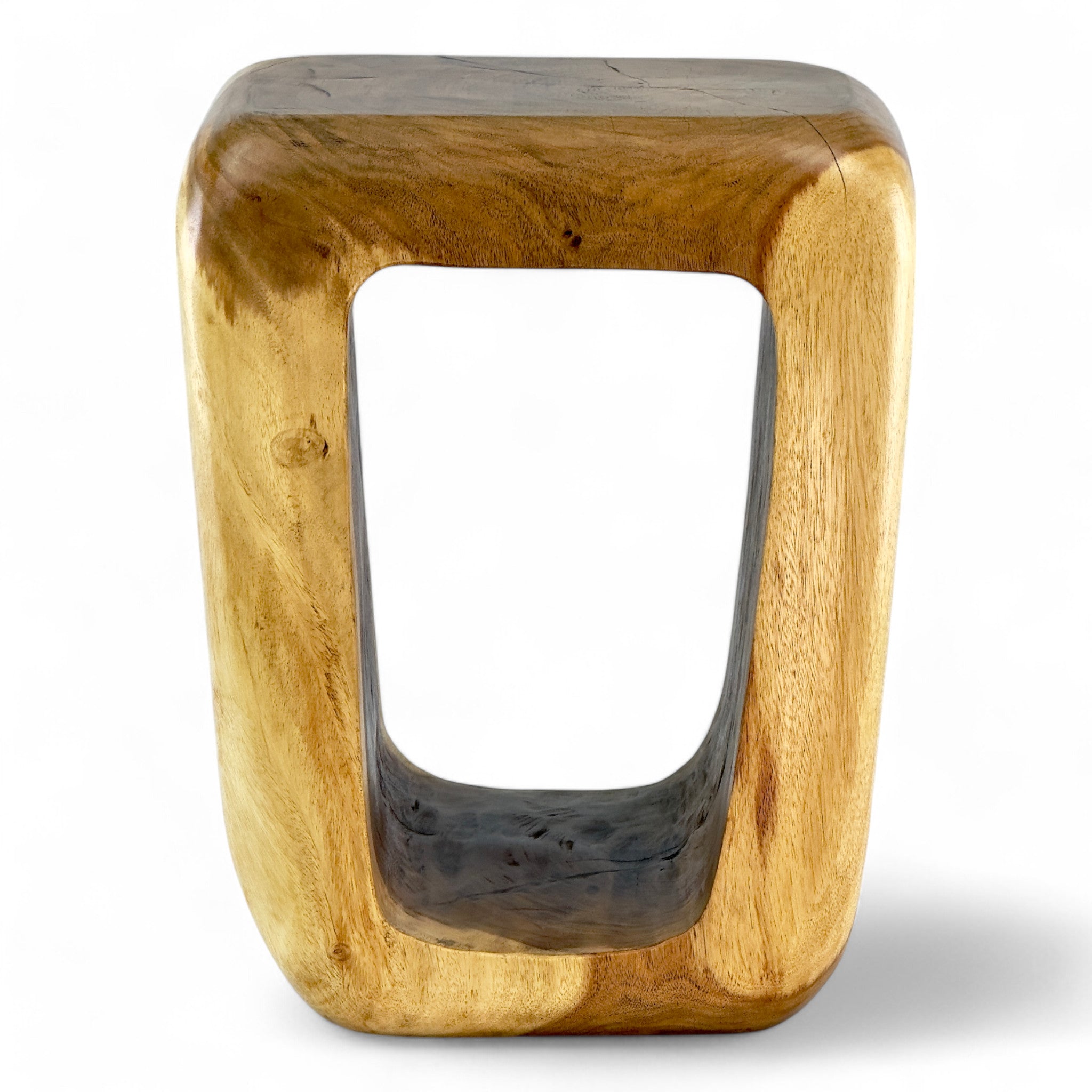 Holzhocker - Beistelltisch Couchtisch - Handgefertigter Hocker aus massivem Suarholz- 50x30x40 cm - FaHome