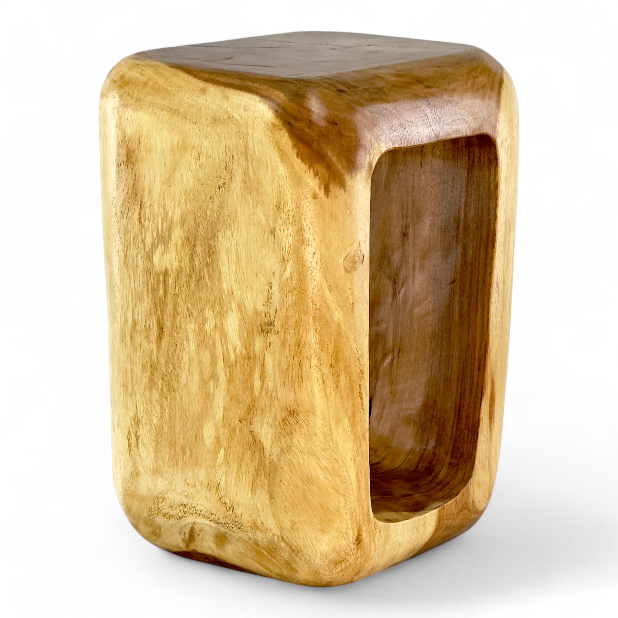 Holzhocker - Beistelltisch Couchtisch - Handgefertigter Hocker aus massivem Suarholz- 50x30x40 cm - FaHome