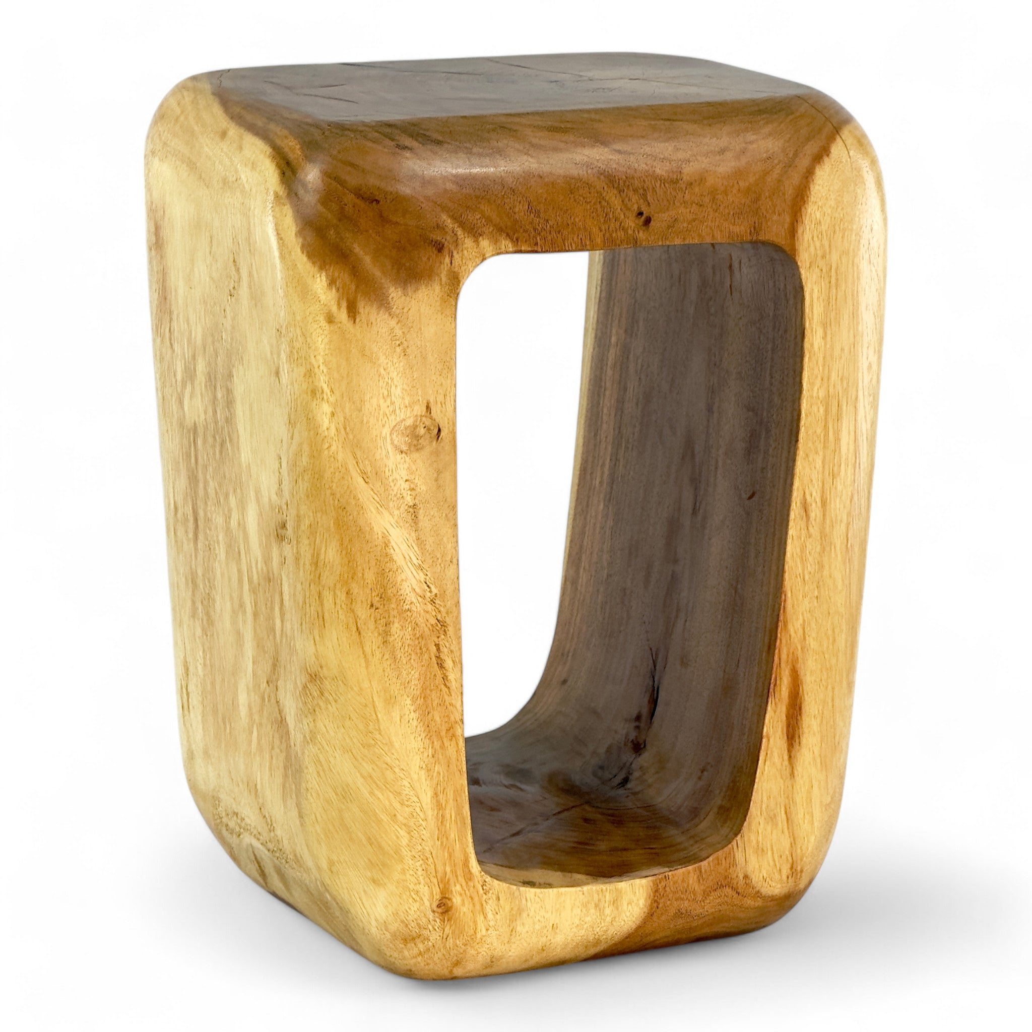 Holzhocker - Beistelltisch Couchtisch - Handgefertigter Hocker aus massivem Suarholz- 50x30x40 cm - FaHome