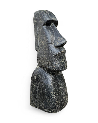 Moai Head Statue - Garden Decoration Sculpture - Weatherproof - Rapa Nui Easter Island Figure made of Fiberglass Concrete Gray - 120x46x40 cm
