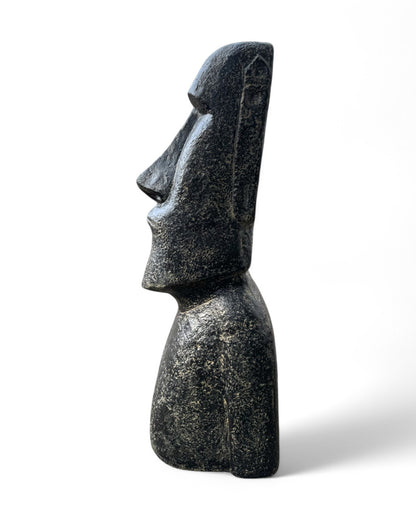 Moai Head Statue - Garden Decoration Sculpture - Weatherproof - Rapa Nui Easter Island Figure made of Fiberglass Concrete Gray - 120x46x40 cm