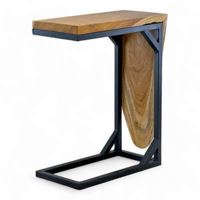 Multifunktionaler Beistelltisch - Couchtisch Ablagetisch - C-Frame – Teakholz - 50x40x20 cm - FaHome