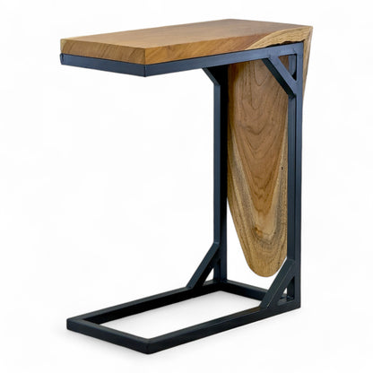 Multifunktionaler Beistelltisch - Couchtisch Ablagetisch - C-Frame – Teakholz - 50x40x20 cm - FaHome