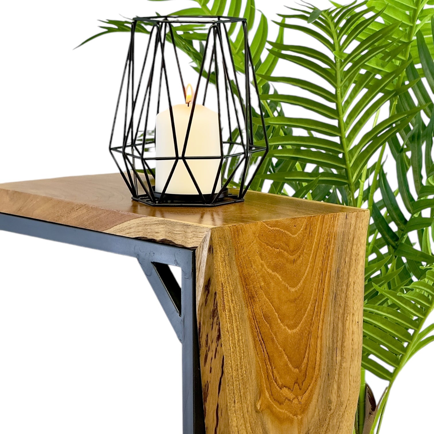 Multifunktionaler Beistelltisch - Couchtisch Ablagetisch - C-Frame – Teakholz - 50x40x20 cm - FaHome