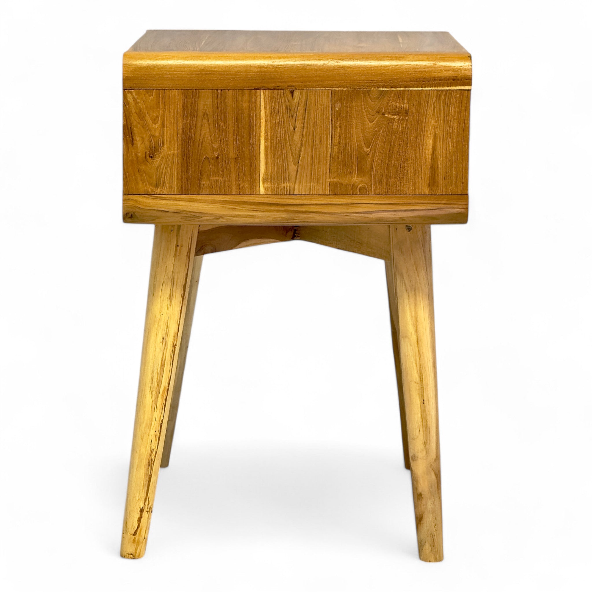 Rattan Beistelltisch – Nachttisch Ablagetisch Couchtisch – Stilvoll mit Schublade – Handgefertigter Vintage Look aus Teakholz – 60x50x40 cm - FaHome