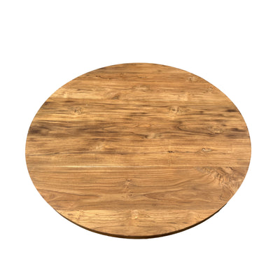 Round teak dining table: natural design and robust quality