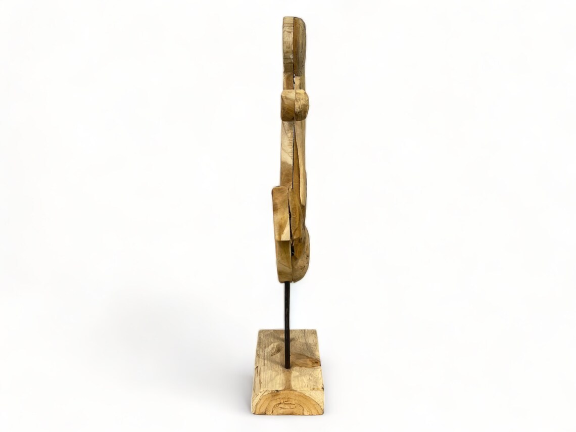 Ancre en teck - Sculpture décorative - Fabrication artisanale de haute qualité - Posée sur socle - Hauteur 50, 75 et 100 cm