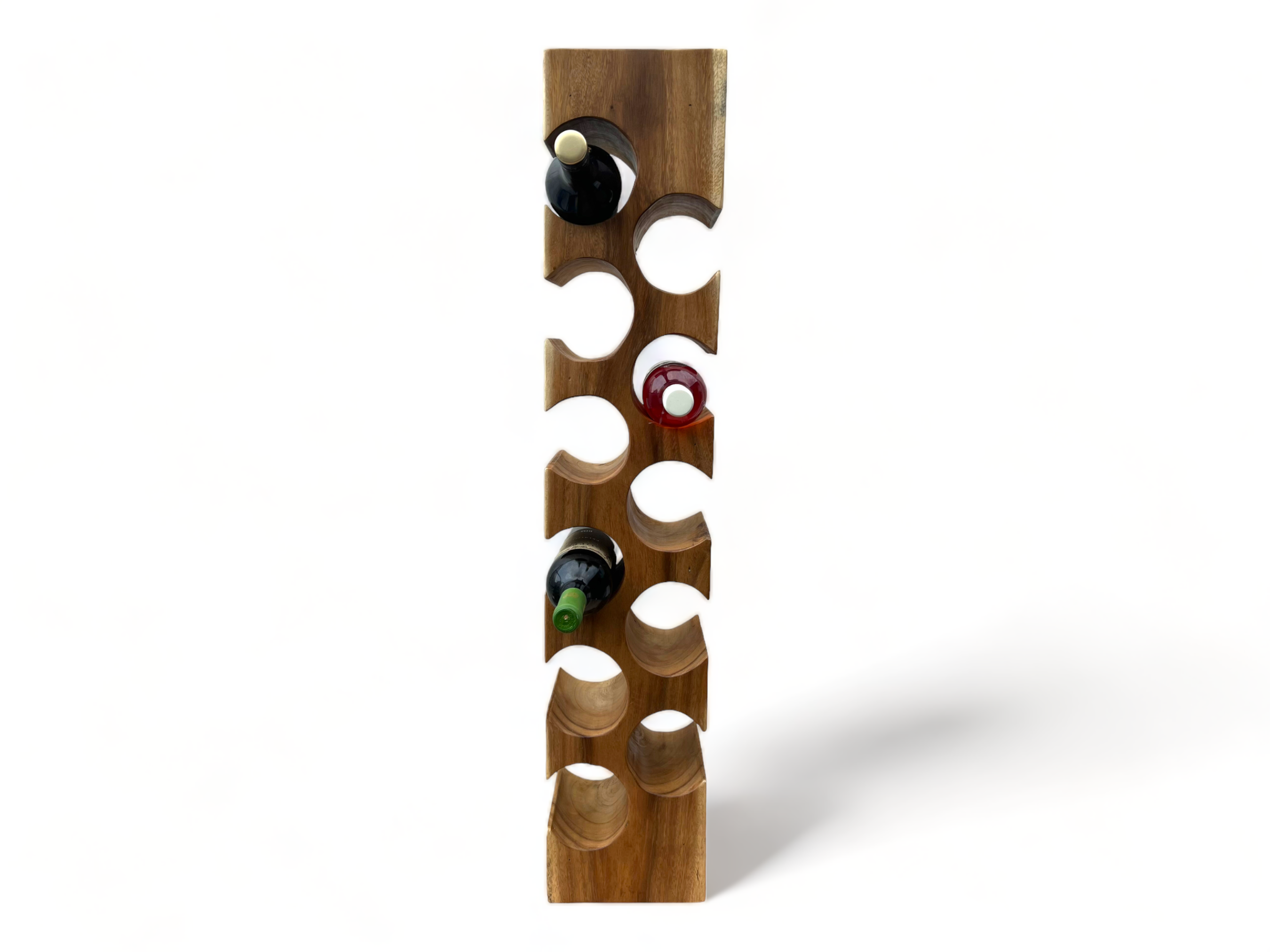 Solid wine rack - kitchen living room decoration wine holder - handmade noble high-quality - square made of Suar wood - 50/70/100x19.5x14.5 cm