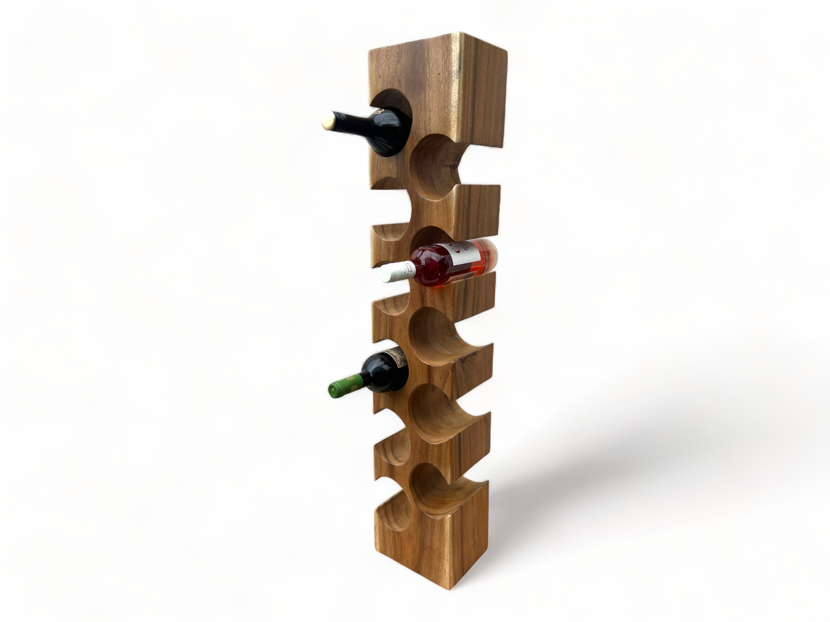 Solid wine rack - kitchen living room decoration wine holder - handmade noble high-quality - square made of Suar wood - 50/70/100x19.5x14.5 cm