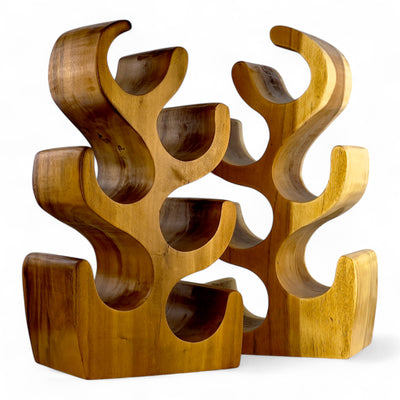 Weinregal Massiv - Küchen Wohnzimmer Deko Weinhalter - Handgefertigt Edel Hochwertig - Tannenform aus Suarholz - 30/50/70/100x27x18 cm