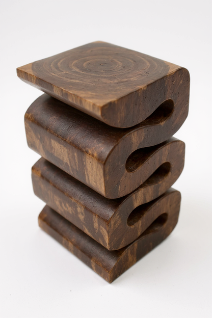 Tabouret en bois - table d'appoint tabouret à fleurs table de rangement - fait main - serpent flambé en bois de suar massif - 50x30x30 cm